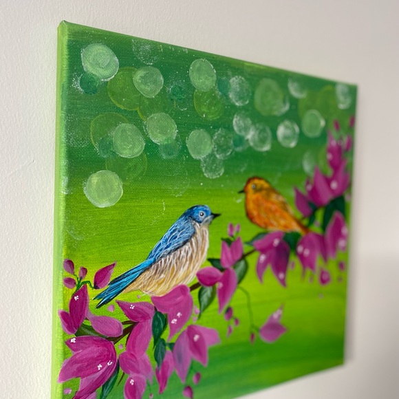 Birds painting/ home decor/ flowers - Picture 4 of 4